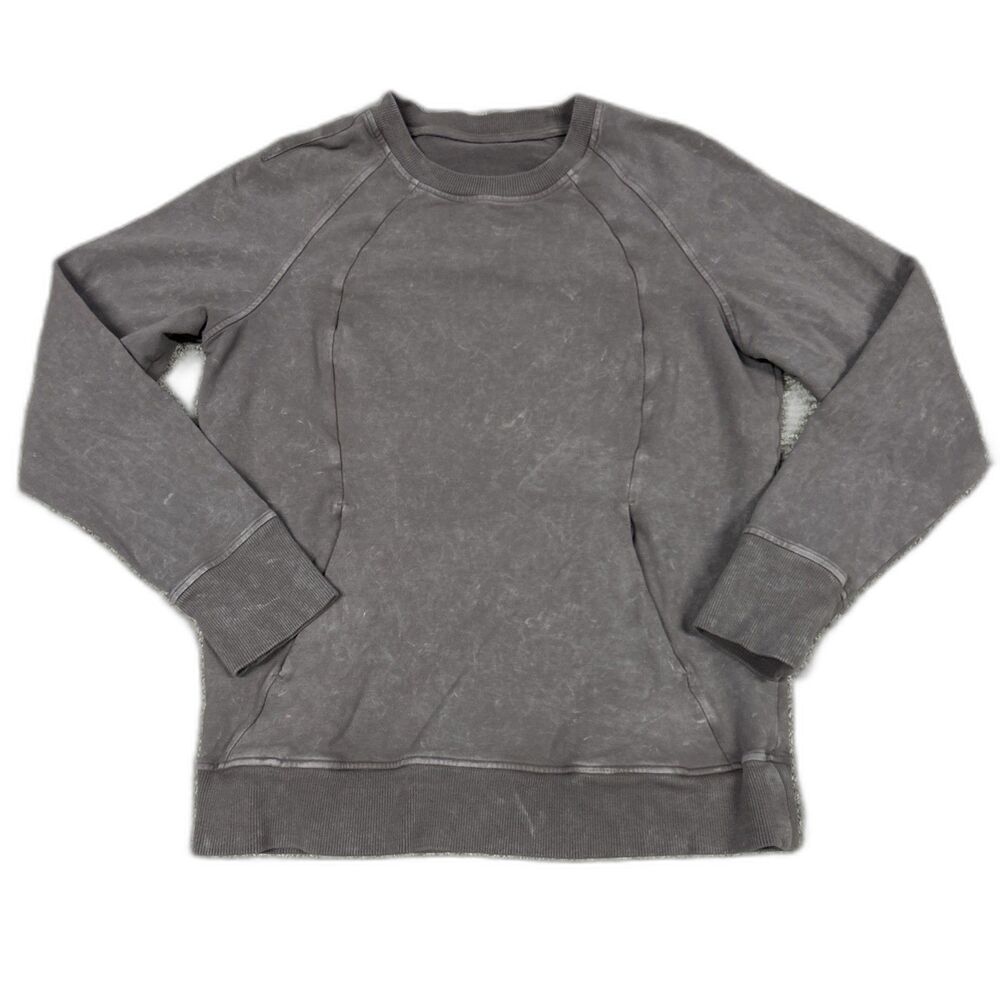 Lululemon Scuba Crew Neck Sweatshirt Womens 8 Taupe Gray Soft Washed Lunar Rock